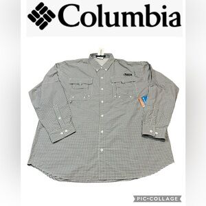 Columbia Men's Black and White Checkered Casual Shirt